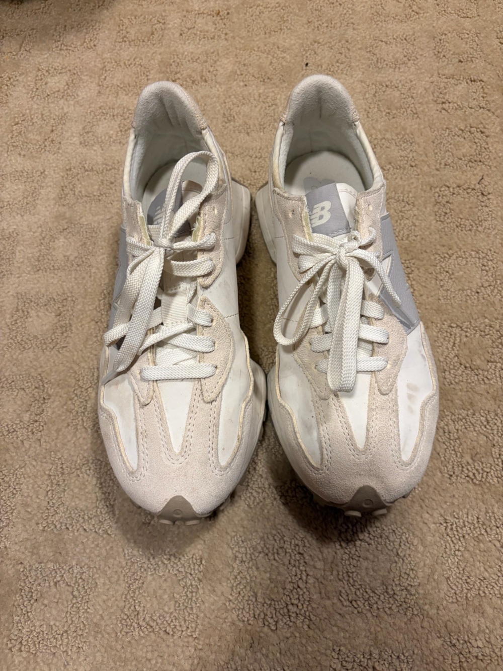 New Balance Women's Cream and White Sneakers
